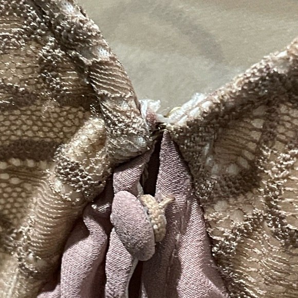 Boho Lace Yoke Long-Sleeve Dress in Dusty Rose - Picture 3 of 6